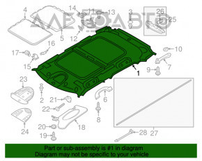 Обшивка потолка Mini Cooper Countryman R60 10-16 под люк, черн