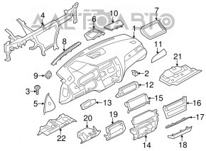 Торпедо передняя панель без AIRBAG BMW X3 F25 11-17 черн без проекции