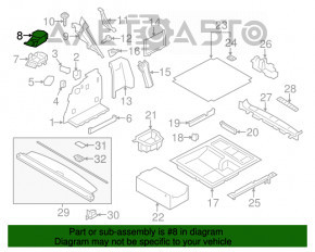 Capacul arcului drept BMW X3 F25 11-17 pentru centura, negru.