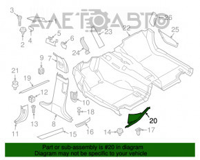 Capac prag interior spate dreapta BMW 5 F10 11-16 alb