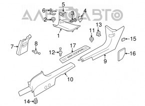 Capac prag frontal stânga Mini Cooper Countryman R60 10-16, neagră, sub buton