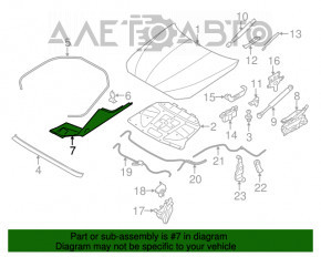 Уплотнитель крыла капот-крыло правый BMW 5 F10 11-16