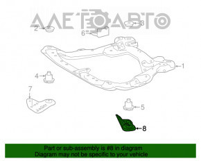 Capacul de protecție al suportului de suspensie din față, partea dreaptă spate, pentru Lexus ES300h ES350 13-18, este ușor îndoit.