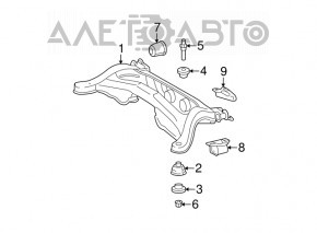 Suportul spate al cadrelor dreapta Toyota Highlander 01-07 AWD