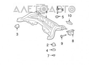 Suport spate subrame stânga Lexus RX300 RX330 RX350 RX400h 04-09 AWD