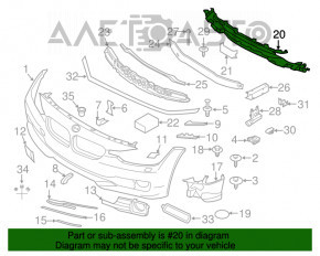 Grila bara fata inferioara BMW 3 F30 12-15 pentru radar