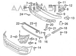 Suportul colțului din față al amplificatorului inferior al barei de protecție față stânga BMW X1 F48 16-22 nou aftermarket.