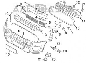 Capacul de bara fata Mini Cooper F56 3d 14-19, nou, original OEM.