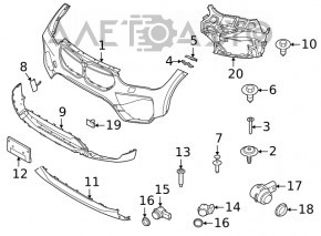 Крепление переднего бампера правое крыло наружное BMW X1 F48 16-22 OEM