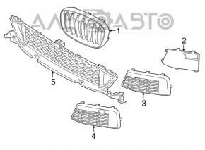 Grila inferioară a bara față centrală BMW X1 F48 16-19 Basis, X-line, nouă, originală OEM