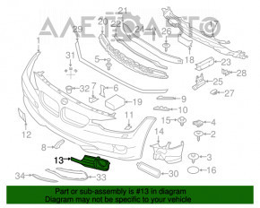 Grila bara dreapta pentru BMW 3 F30 16-18, partial deschisa, cu ornamente