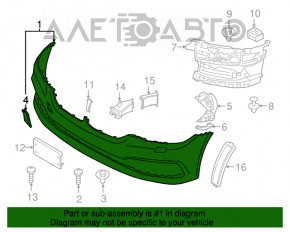 Bara fata goala BMW 5 G30 17-20 cu senzori de parcare, argintie, indoita, prinderea rupta, crapaturi.