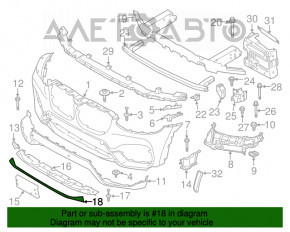 Moldura inferioară a spoilerului față BMW X3 G01 18-21 crom