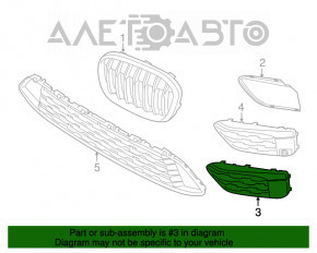 Нижняя решетка переднего бампера правая BMW X1 F48 16-19 X-line открытая без парктроника
