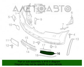 Grila inferioară a bara de protecție față stânga BMW 7 G11 G12 16-19 fără PDC, cu ornamente cromate