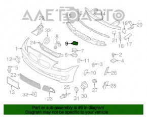 Capacul duzei de spălare a farurilor din bara față stânga BMW 5 F10 11-16 M Pack, nou, original OEM