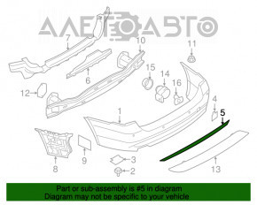 Молдинг заднего бампера BMW 3 F30 4d 12-15 хром