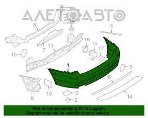 Bara spate goală BMW 3 F30 16-18 fără senzori de parcare, sub ornamente