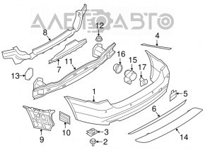 Bara spate goală BMW 3 F30 16-18 cu senzori de parcare