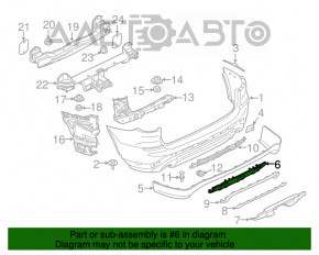 Нижняя накладка заднего бампера BMW X3 G01 18-21 серая, без фаркопа