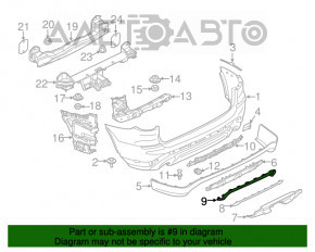 Обрамление нижней накладки заднего бампера BMW X3 G01 18-21 серая, под фаркоп