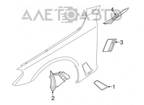 Capacul conductei de aer de pe aripa dreapta BMW 5 G30 17-23 crom