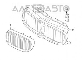 Решетка радиатора grill левая BMW 7 G11 G12 16-19 без ночного видения