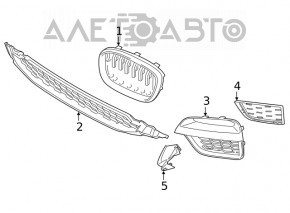 Grila radiator stanga BMW X3 G01 18-21 nari, cadru cromat + grila neagra nou original OEM