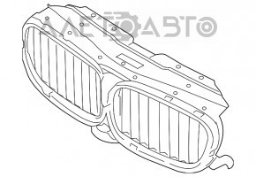 Jaluzele deflectorului radiatorului asamblate sus BMW 7 G11 G12 16-19 B58 fără vedere nocturnă cu grile, crom, nisip, crăpat