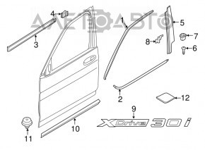 Capac usa fata inferioara stanga BMW X3 G01 18-21 cu structura gri.