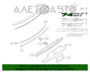 Emblema inscripția 740i capac portbagaj BMW 7 G11 G12 16-22