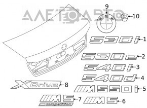 Emblema inscripția 530i capac portbagaj BMW 5 G30 17-23