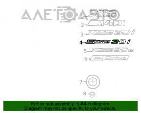 Emblema inscripționată SDrive 30i ușa portbagajului BMW X3 G01 19-22