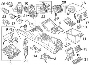 Consola centrală cu cotieră pentru BMW X3 G01 18-21, neagră