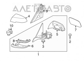 Зеркало боковое правое BMW 3 F30 4d 13-16 usa крепление глянец, поворотник