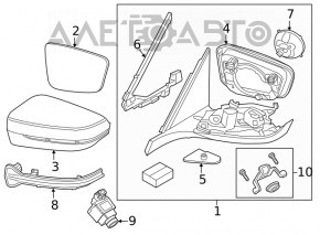 Oglindă laterală stânga BMW 7 G11 G12 16-22, cromat, semnalizare, auto-întunecare, cameră, BSM