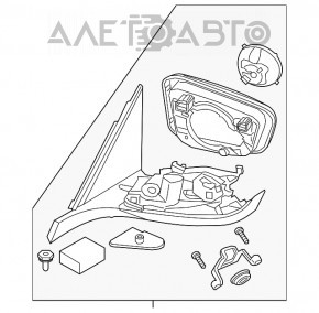 Зеркало боковое правое BMW 5 G30 17-23 5 пинов, BSM, подогрев, поворотник, серебро