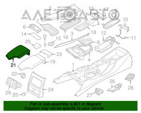 Consola centrală cu cotieră pentru BMW 3 F30 12-18, cutie automată, neagră, cu încălzire pentru bancheta din spate.