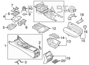 Decorație consola centrală BMW 5 G30 17-23 zgârieturi, poke