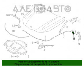 Ручка открытия замка капота салонная BMW 5 G30 17-23 черная, с кронштейном