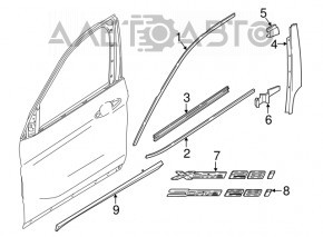 Garnitură ușă-sticlă față centrală dreapta BMW X1 F48 16-22 crom