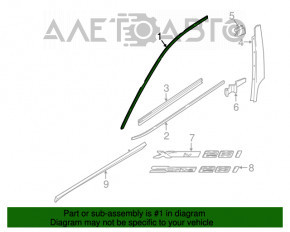 Молдинг двери верхний передней правой BMW X1 F48 16-22 хром с уплотнителем стекла, царапины