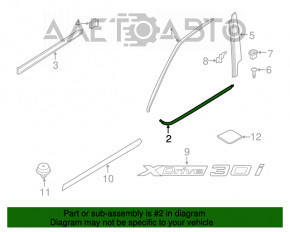 Garnitură ușă-sticlă față centrală stânga BMW X3 G01 18-21 negru mat nou OEM original