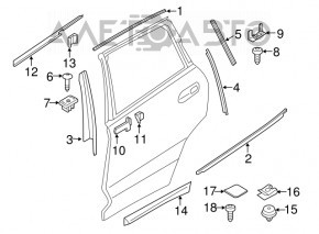 Moldură ușă-sticlă spate centrală dreapta BMW X3 G01 18-21 negru mat