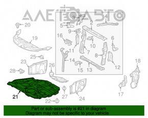 Protecția motorului față Lexus CT200h 11-17 este ruptă, uzată.