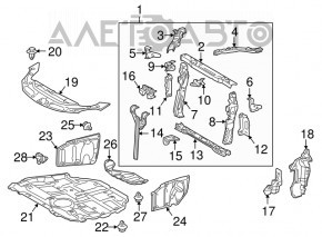 Protecția motorului față Lexus CT200h 11-17 este ruptă, uzată.