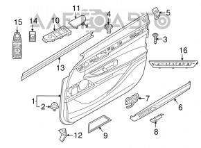 Capacul ușii, cartela frontală stânga BMW 7 G11 G12 16-22 piele bej.