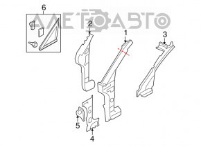 Partea din față dreapta a Subaru B10 Tribeca este de culoare bordo, cu o stâlp central, cu țepi.