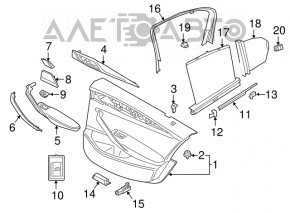 Capacul usii, cartela din spate dreapta BMW 5 G30 17-23 piele maro