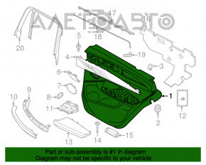 Capacul ușii, cartela din spate dreapta pentru BMW X3 G01 18-21, piele ecologică, negru